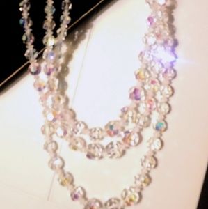 Crystal Bead 3 strand Necklace. Sparkle, rinestone
